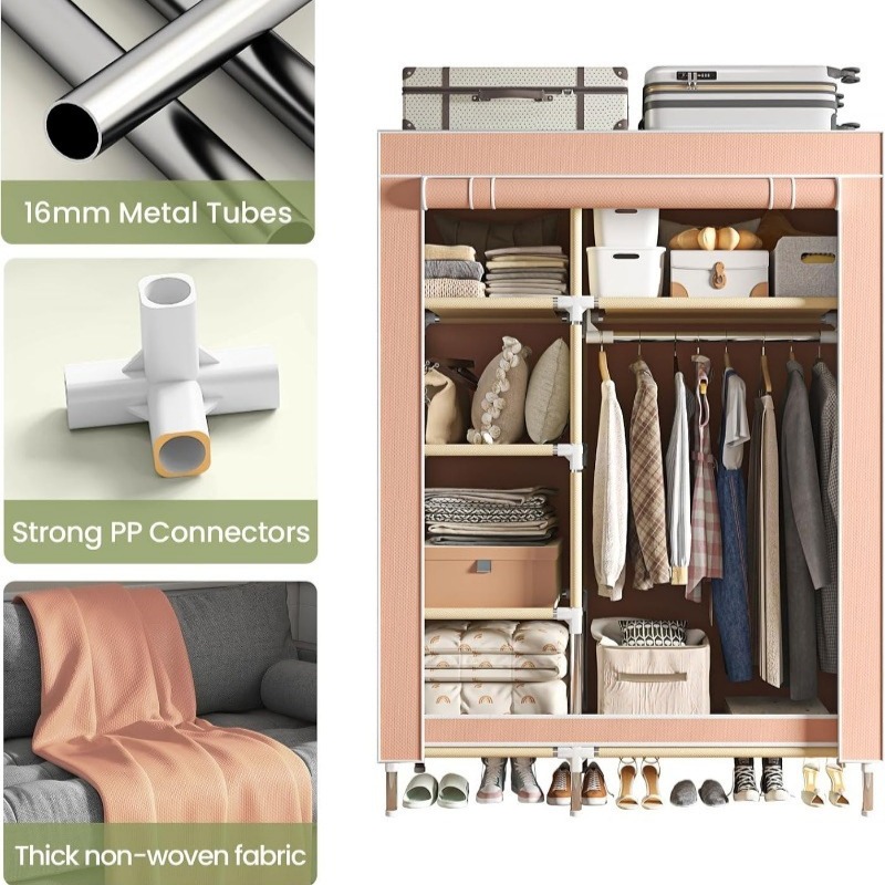 Portable Wardrobe, Freestandin - đánh giá và giá Wardrobe Closet Portable Fabric Cover