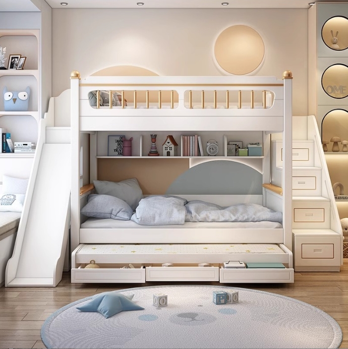 ！@Kids Bedroom Furniture Solid - đánh giá và giá Bunk Bed With Stairs And Slide