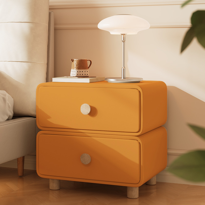 Minimalist Cream Bedside Cabin - đánh giá và giá Solid Wood Nightstand 2 Drawers