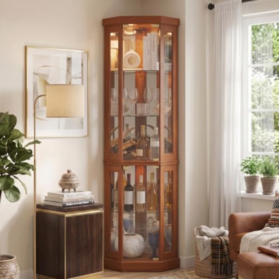 Corner curio cabinet for livin - đánh giá và giá Storage