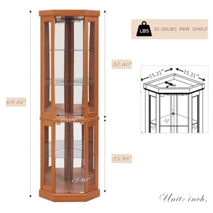 Corner curio cabinet for livin - đánh giá và giá Storage