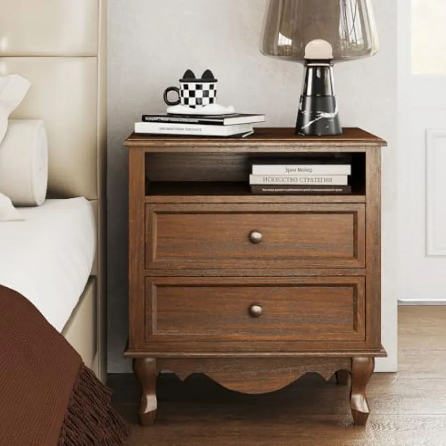 Solid Wood Nightstand, Fully A - đánh giá và giá Solid Wood Nightstand 2 Drawers