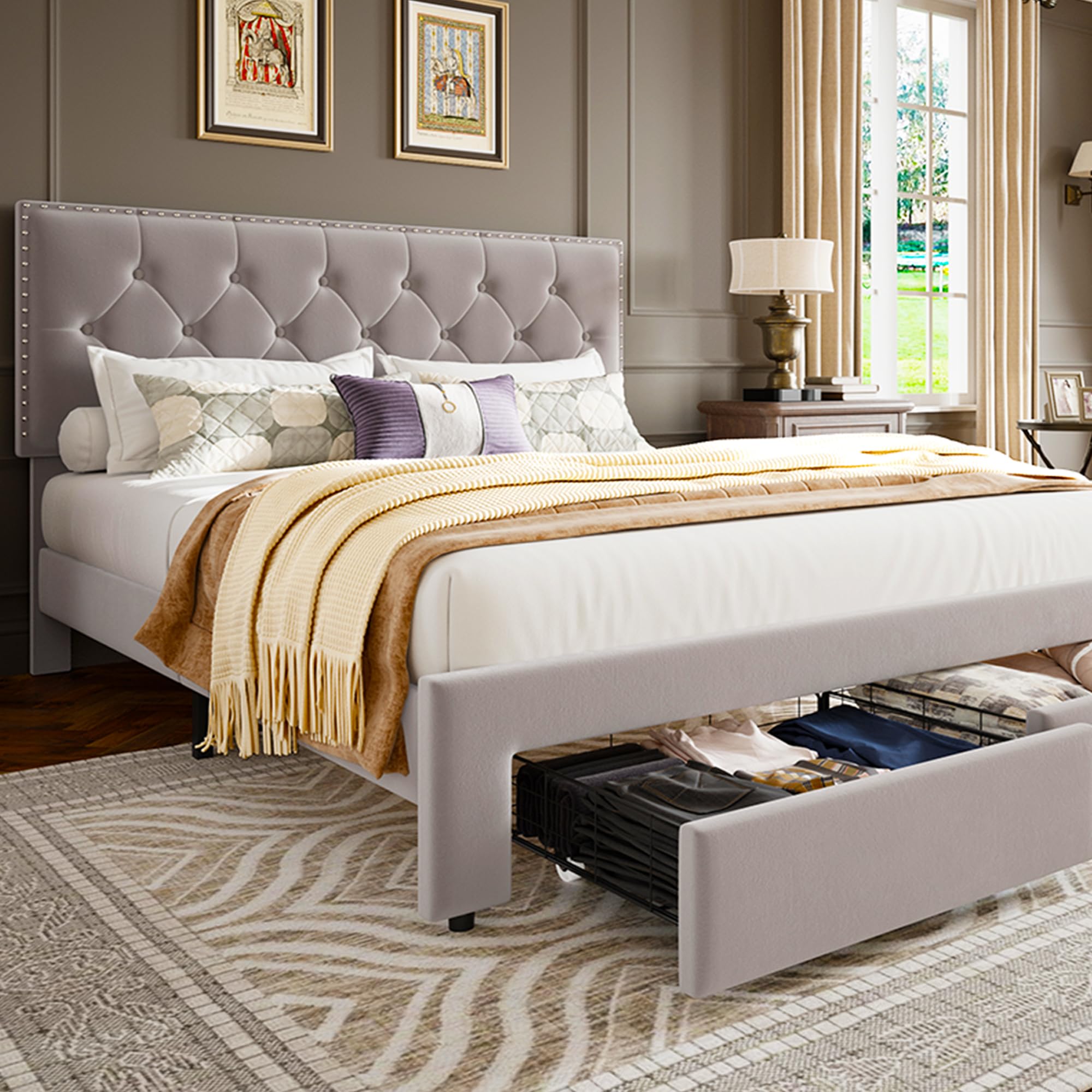 King Size Bed Frame with 2 Sto - đánh giá và giá King Size Bed Frame With Storage Drawers