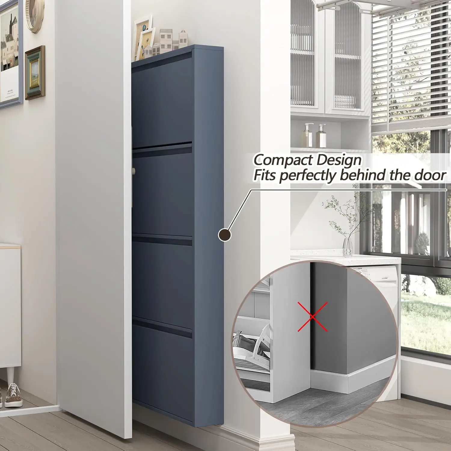 Shoe Cabinet with 4 Flip Drawe - đánh giá và giá Shoe Rack Cabinet Narrow Entryway