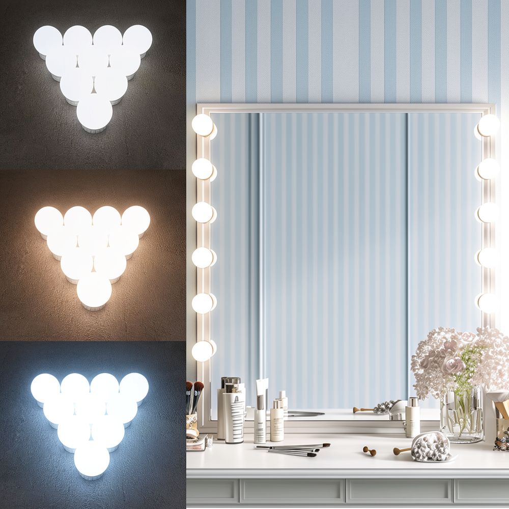 Vanity Mirror Light LED Hollyw - đánh giá và giá Dressing Table Vanity With Lighted Mirror